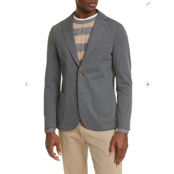Eleventy Blazer Mens XL 52 IT Slim Fit Jersey Sport Coat Gray Knit Unstructured - Picture 1 of 14